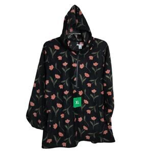 4578) O'Neill Women Black Floral Pullover Half Zip Polar Fleece XL